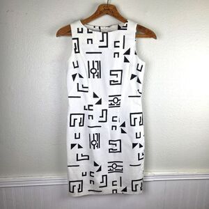 Vintage Paul Alexander 80's Geometric Symbol Black and White Dress Size 04/SM
